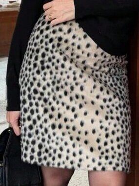 Brown Preppy Women's Furry Leopard Print Midi Skirt